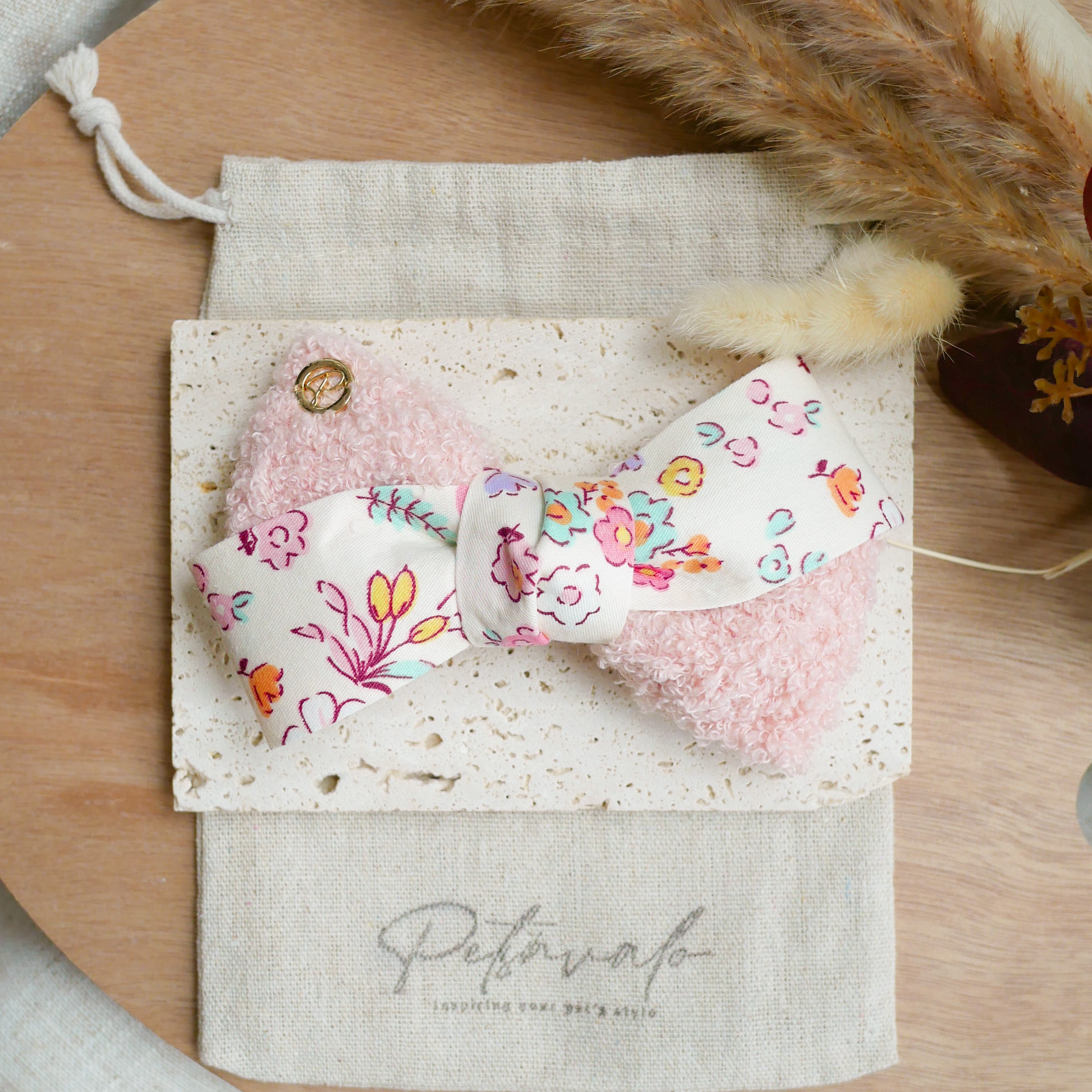 FUWA | Furry Bow tie - Blush